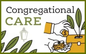 Richland Ave Financial - Blog Headline: Congregational Care - Cartoon image of hands putting coins in a collection box