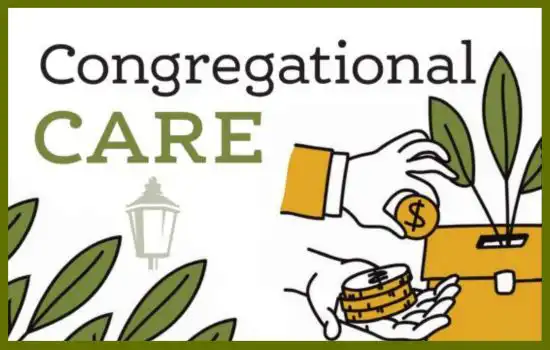 Richland Ave Financial - Blog Headline: Congregational Care - Cartoon image of hands putting coins in a collection box